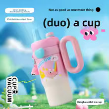 Cute Pattern Large Capacity Insulated Straw Cup Portable Handle Car Theme Beverage Container Men's Favorite Home Goods