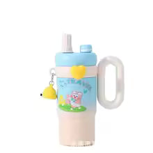 Cute Pattern Large Capacity Insulated Straw Cup Portable Handle Car Theme Beverage Container Men's Favorite Home Goods