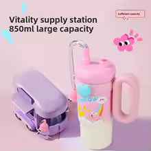 Cute Pattern Large Capacity Insulated Straw Cup Portable Handle Car Theme Beverage Container Men's Favorite Home Goods