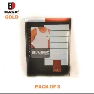 Basic Cotton Vest (Bunyan) - Gold - Pack of 3