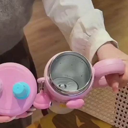 Cute Pattern Large Capacity Insulated Straw Cup Portable Handle Car Theme Beverage Container Men's Favorite Home Goods